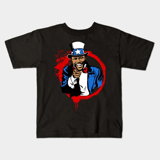 Mayweather Uncle Sam (Red Circle) Kids T-Shirt by TurntUpShop
